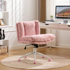 W26.4 inch Wider seat Office Chair,Artificial rabbit hair Home Office Chair with Metal Base,Adjustable Desk Chair Swivel Offi