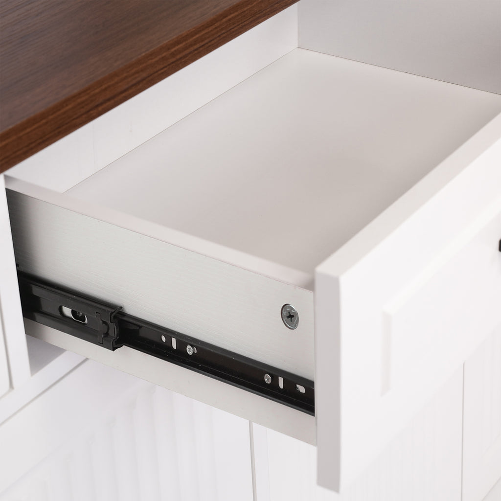 Modern Fluted Sideboard Buffet Cabinet with 4 Doors 3 Drawers, White MDF Storage Console Table for Living Room Dining Room Entryway, 63.11' L x 15.75' W x 32' H - Grand Goldman Shop