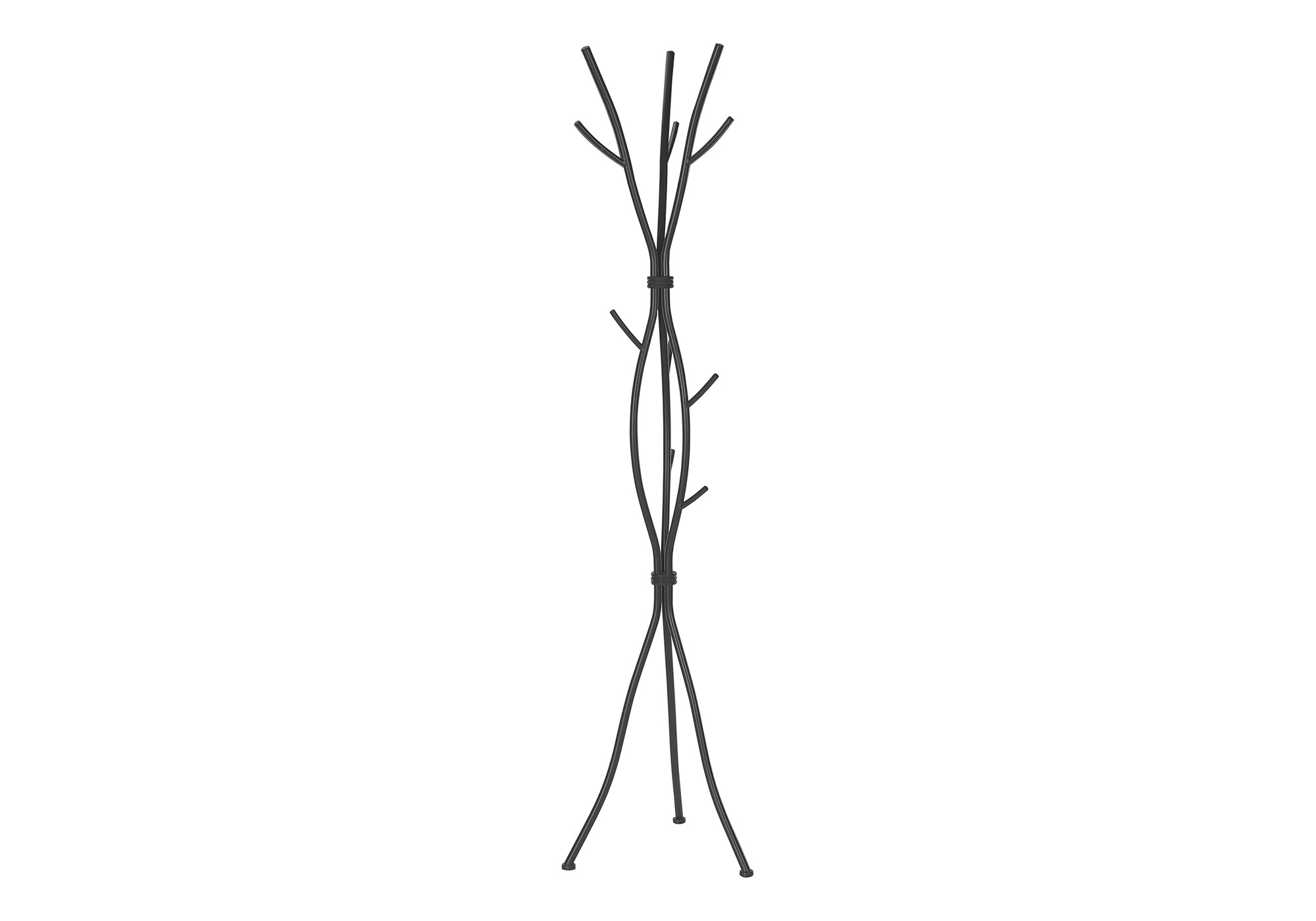 Coat Rack, Hall Tree, Free Standing, 11 Hooks, Entryway, 74'h, Bedroom, Black Metal, Contemporary, Modern - Grand Goldman Shop