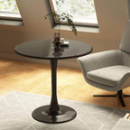 Black Round Table, Modern Dining Table, MDF Top and Steel Base Tulip Round Kitchen Table, Mid Century Coffee Table for Living Room 24 Inch, Kitchen Table, Oval Dining Table - Grand Goldman Shop