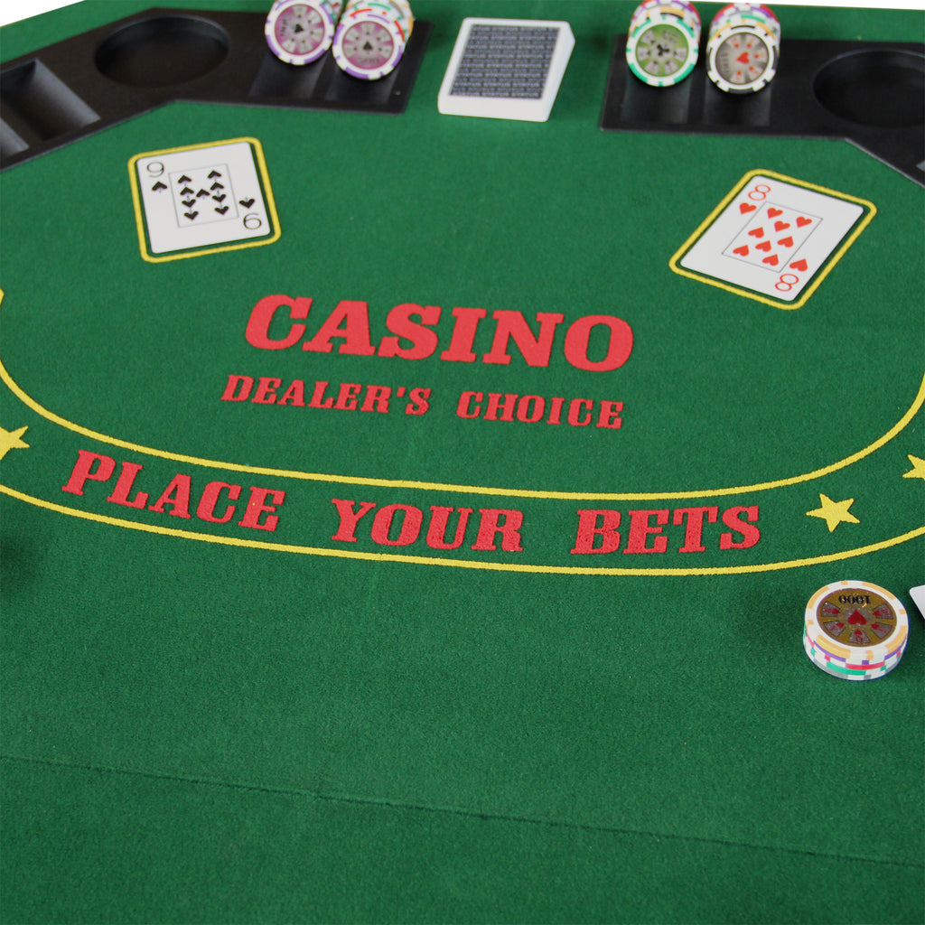 INO Design 48' Folding Poker Tabletop for 8-Player Texas Holdem Octagon Casino Game Portable Layout Mat Green - Grand Goldman