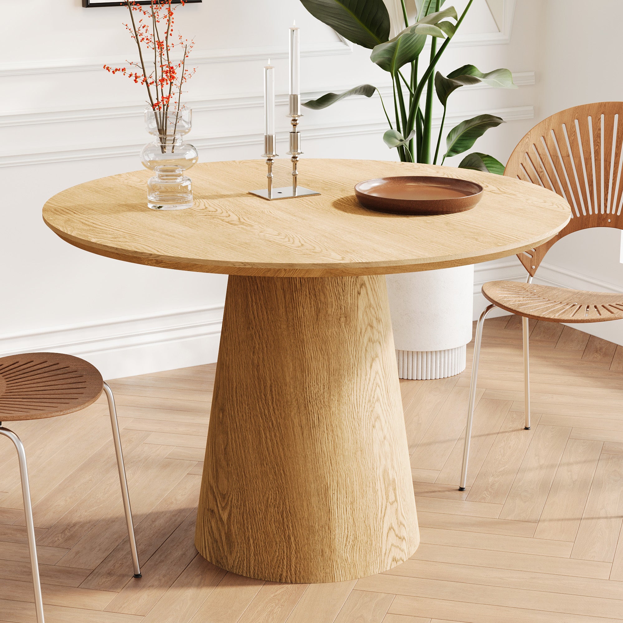 43 inch Wooden circular dining table, modern minimalist round table, MDF colored table, - Grand Goldman Shop