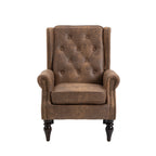Modern Coffee Wood Frame Armchair with Sturdy Wood Legs and Microsuede Upholstery for Living Room - Grand Goldman Shop