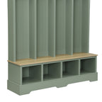 Farmhouse Hall Tree with 8 Hooks, Practical Entryway Bench with Open Compartments, 76.7'H Modern 3-in-1 Wooden Style Coat and Shoe Rack for Mudroom, Living Room, Mint Green (OLD SKU: N721P292601M) - Grand Goldman Shop