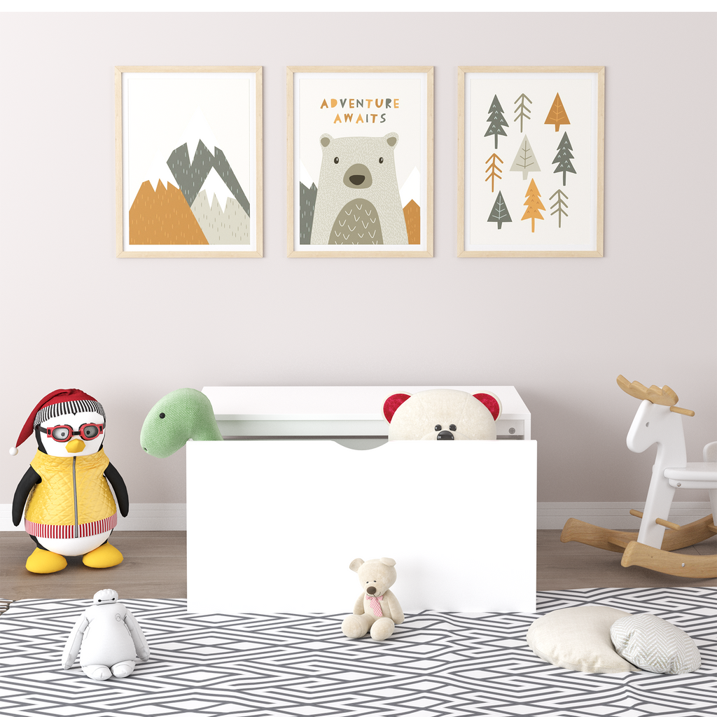 Kids Toy Storage Organizer with Rolling Drawer – Modern White Wooden Toy Chest with Wheels, Large Pull-Out Bin for Nursery, B