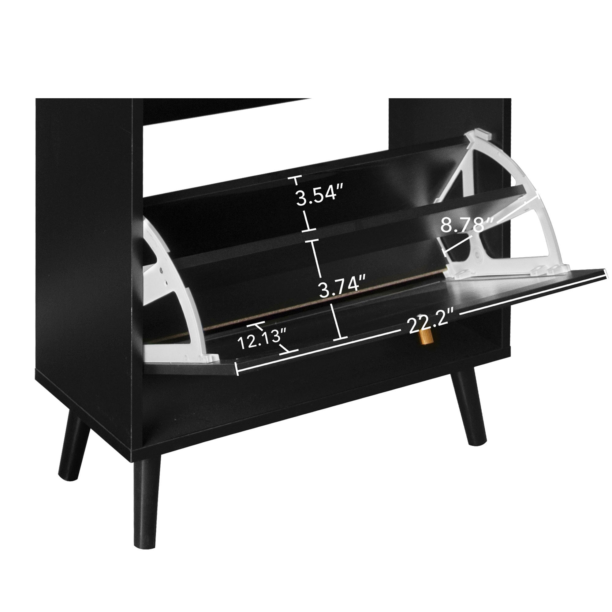 Allen Rattan 2-Door 1-Drawer Cabinet Shoe Rack for Entrance, Black Particle Board, Double Layer - Grand Goldman Shop