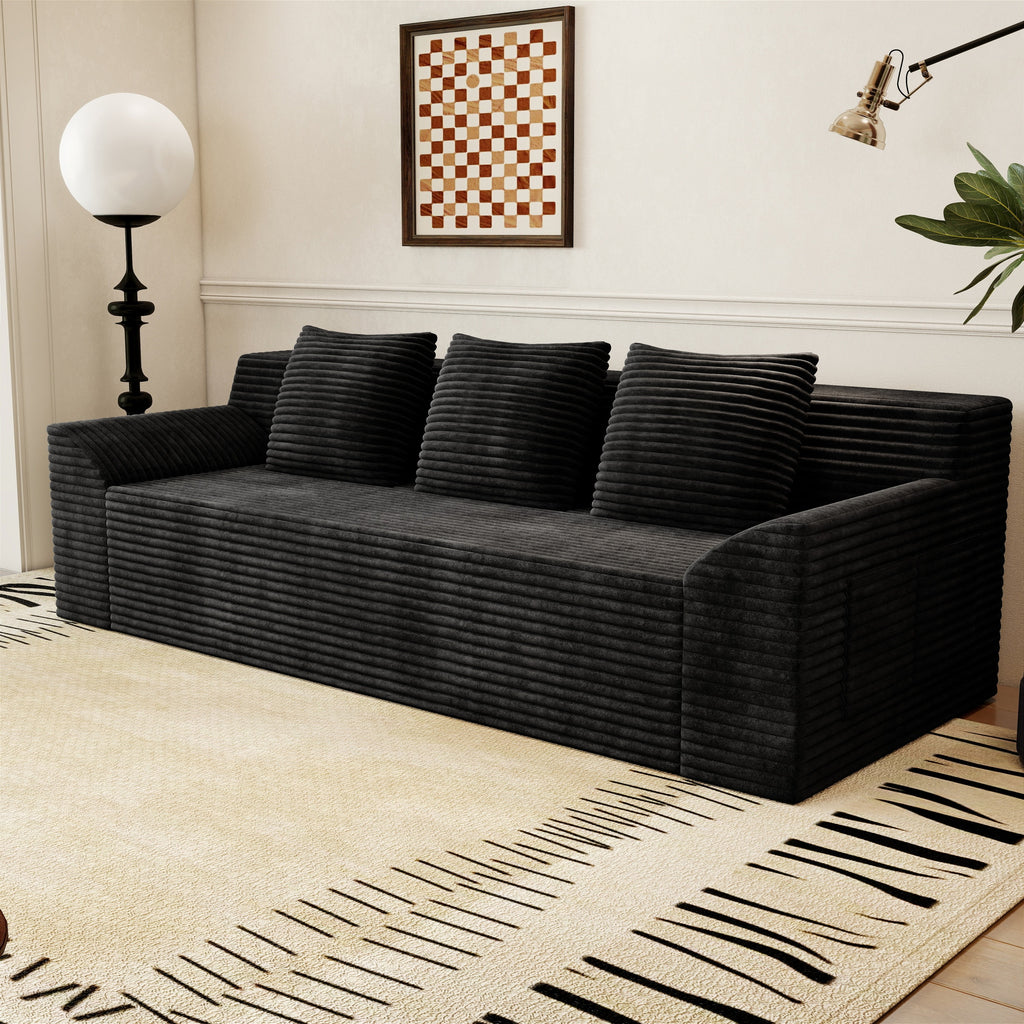 71' 3Setaser Sofa,Corduroy Fabric,Deep Seat Couches,Comfy Loveseat Sofa,No Assembly,1pcs for Living room, Bedroom,Conference room ,Apartment - Grand Goldman Shop