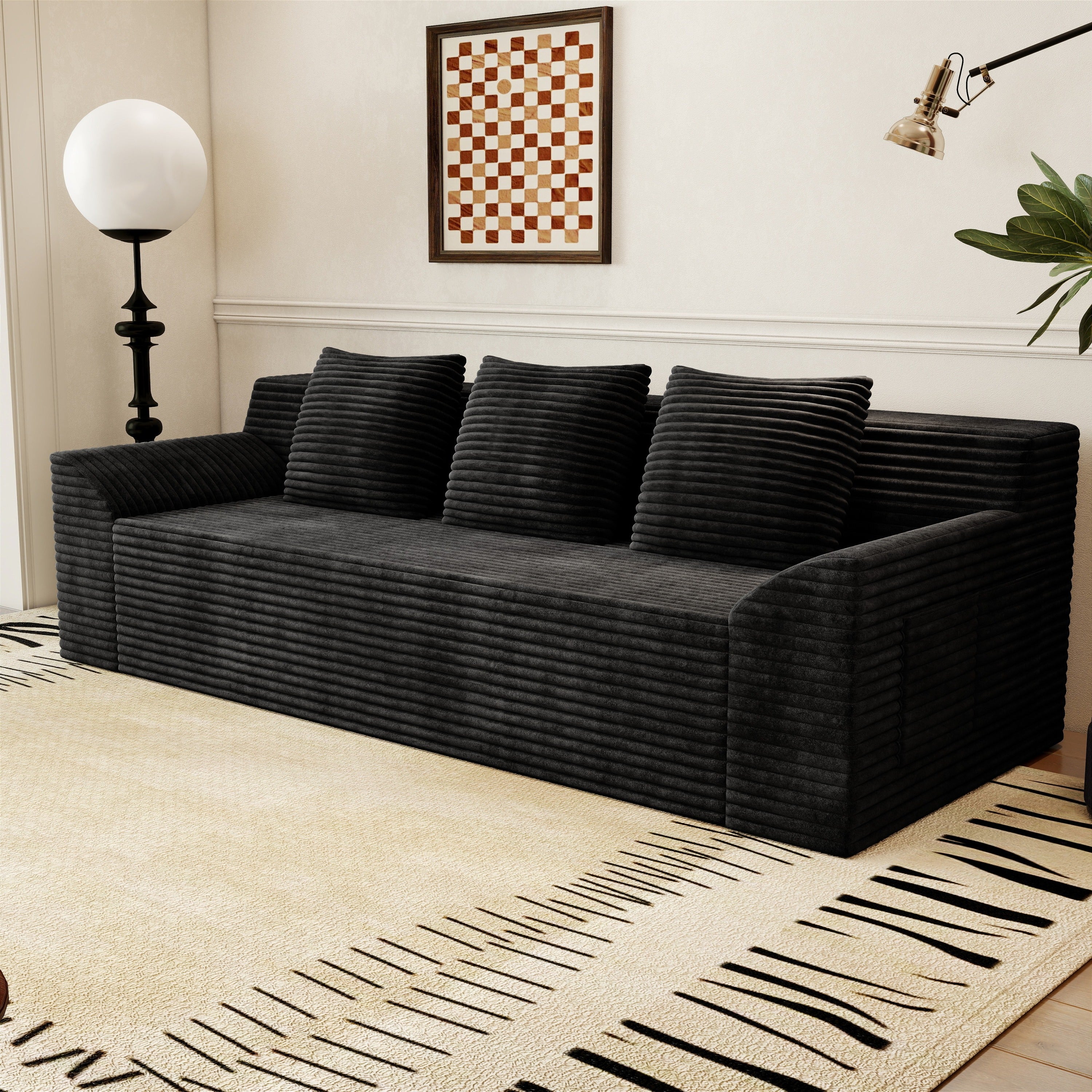 71' 3Setaser Sofa,Corduroy Fabric,Deep Seat Couches,Comfy Loveseat Sofa,No Assembly,1pcs for Living room, Bedroom,Conference room ,Apartment - Grand Goldman Shop