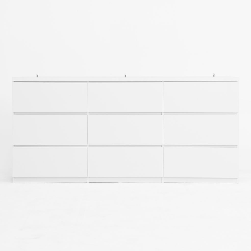 9 Drawer Dresser with No Handle Design, Modern White Matte Wood Dresser for Bedroom, Storage Chest of Drawers for Living Room, Hallway, Entryway - Grand Goldman Shop