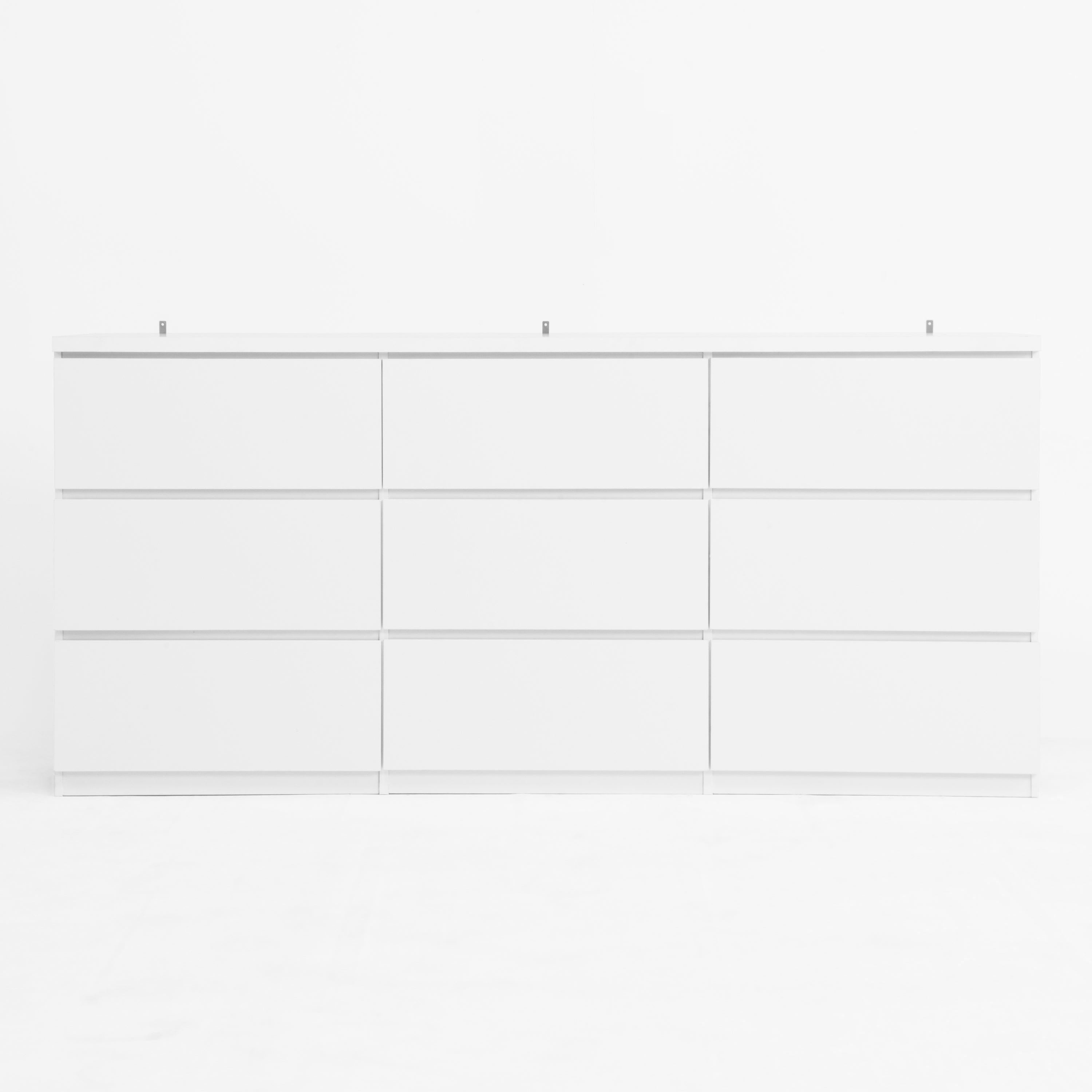 9 Drawer Dresser with No Handle Design, Modern White Matte Wood Dresser for Bedroom, Storage Chest of Drawers for Living Room, Hallway, Entryway - Grand Goldman Shop