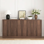 Buffet Cabinet with Storage, 62.60' Sideboard Cabinet with 4 Doors & Shelves, Wooden Kitchen Coffee Bar Credenza Storage for Living Room, Hallway Walnut - Grand Goldman Shop