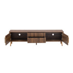 Mid Century TV Stand with 2 Drawers, Media Console Table for TVs up to 80'', Walnut Finish Solid Wood and MDF Entertainment Center for Living Room, Bedroom, Home Theatre - Grand Goldman Shop