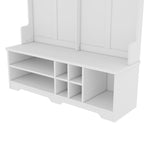 Modern Hallway Hall Tree with Metal Hooks and Storage Space, Multi-Functional Entryway Coat Rack with Shoe Cubbies, White - Grand Goldman Shop