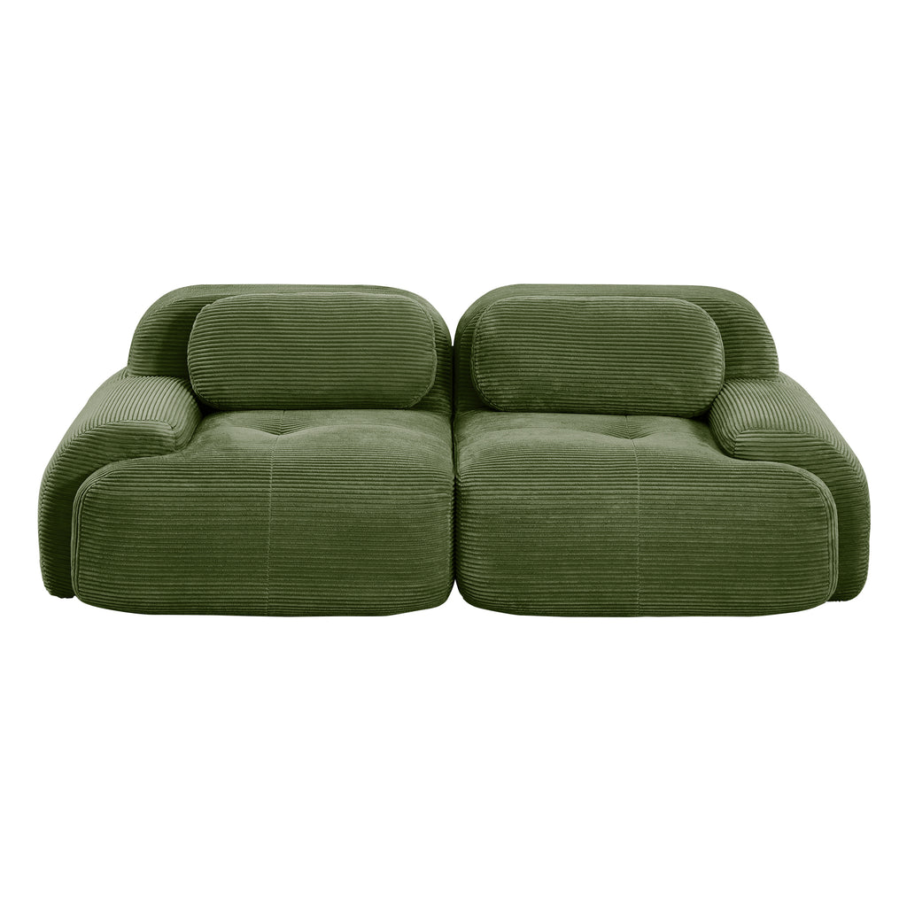 82'' loveseat sofa in luxuryCorduroy Fabric modular for free combo separation curved armrests ,anti-slip design high-resilience sponge fits living rooms bedrooms Audiovisual Room,Olive green - Grand Goldman Shop