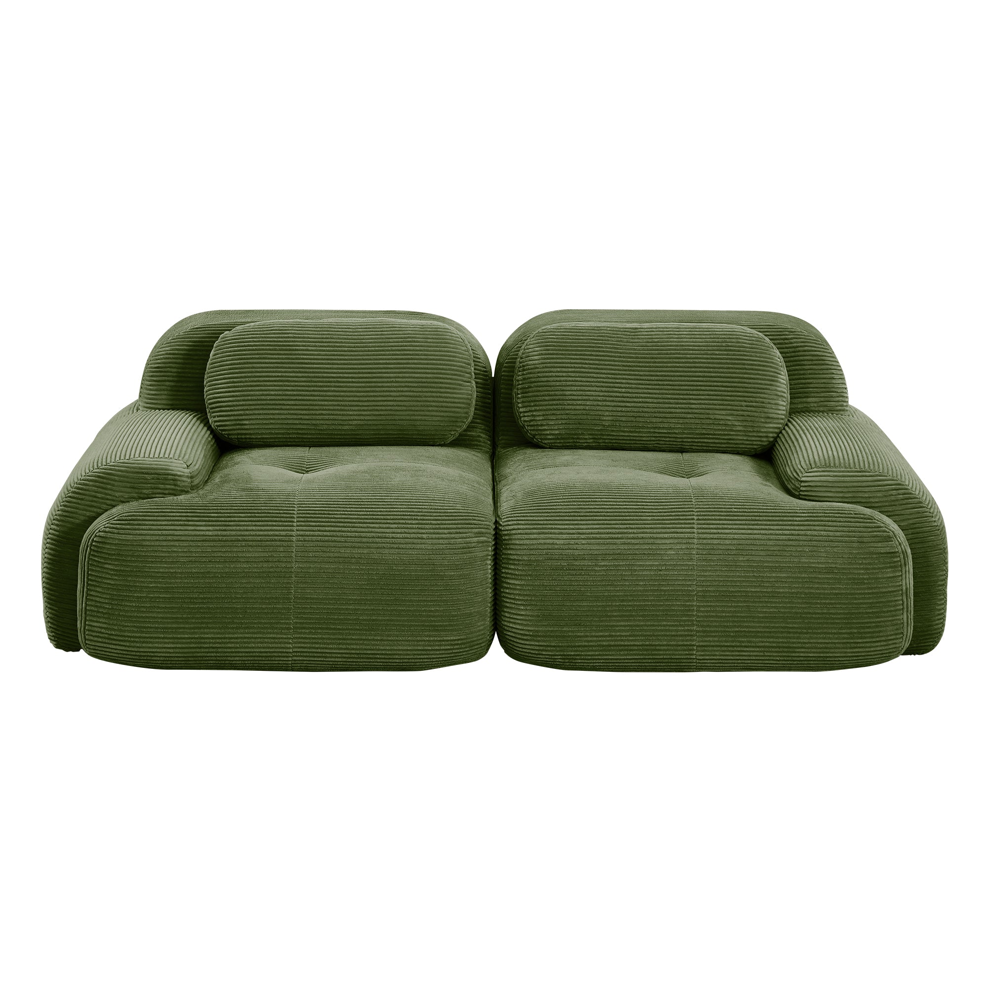 82'' loveseat sofa in luxuryCorduroy Fabric modular for free combo separation curved armrests ,anti-slip design high-resilience sponge fits living rooms bedrooms Audiovisual Room,Olive green - Grand Goldman Shop