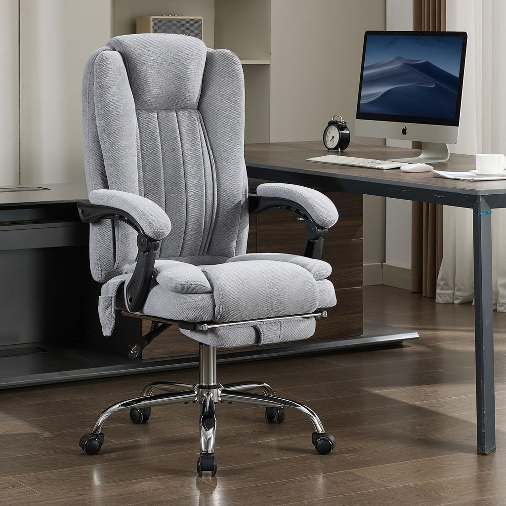 Massage Office Chair with Heat and 6 Vibration Points,Executive Office Chair with Foot Rest and Padded Armrests,Reclining Bac