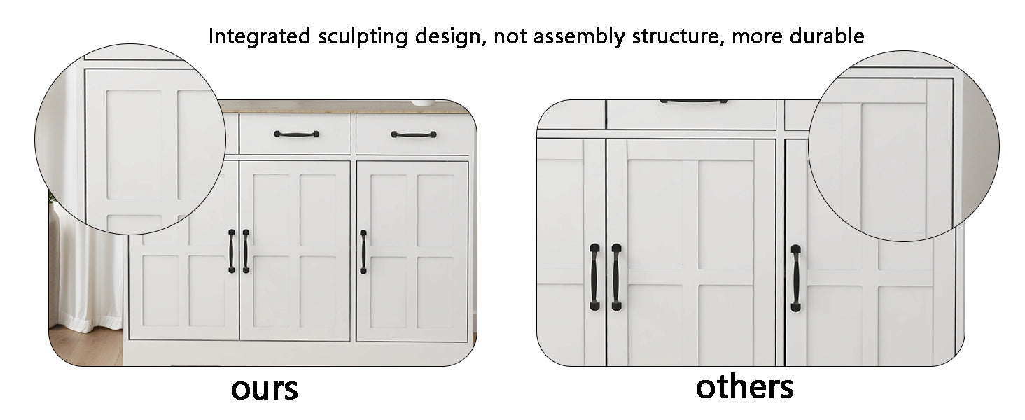 71' Kitchen Pantry Storage Cabinet , with 4 Doors, Drawer, 2 Adjustable Shelves, Freestanding Cupboard for Dining Room Living Room, Laundry-White - Grand Goldman Shop