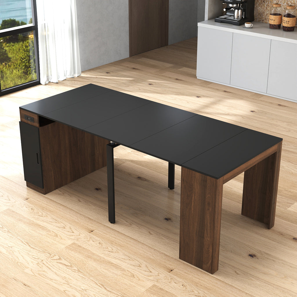 Modern Multifunctional Extendable Dining Table with Outlet, Space Saving Expanding Table with Storage for Party, Weddings, Meetings, Celebrations - Grand Goldman Shop