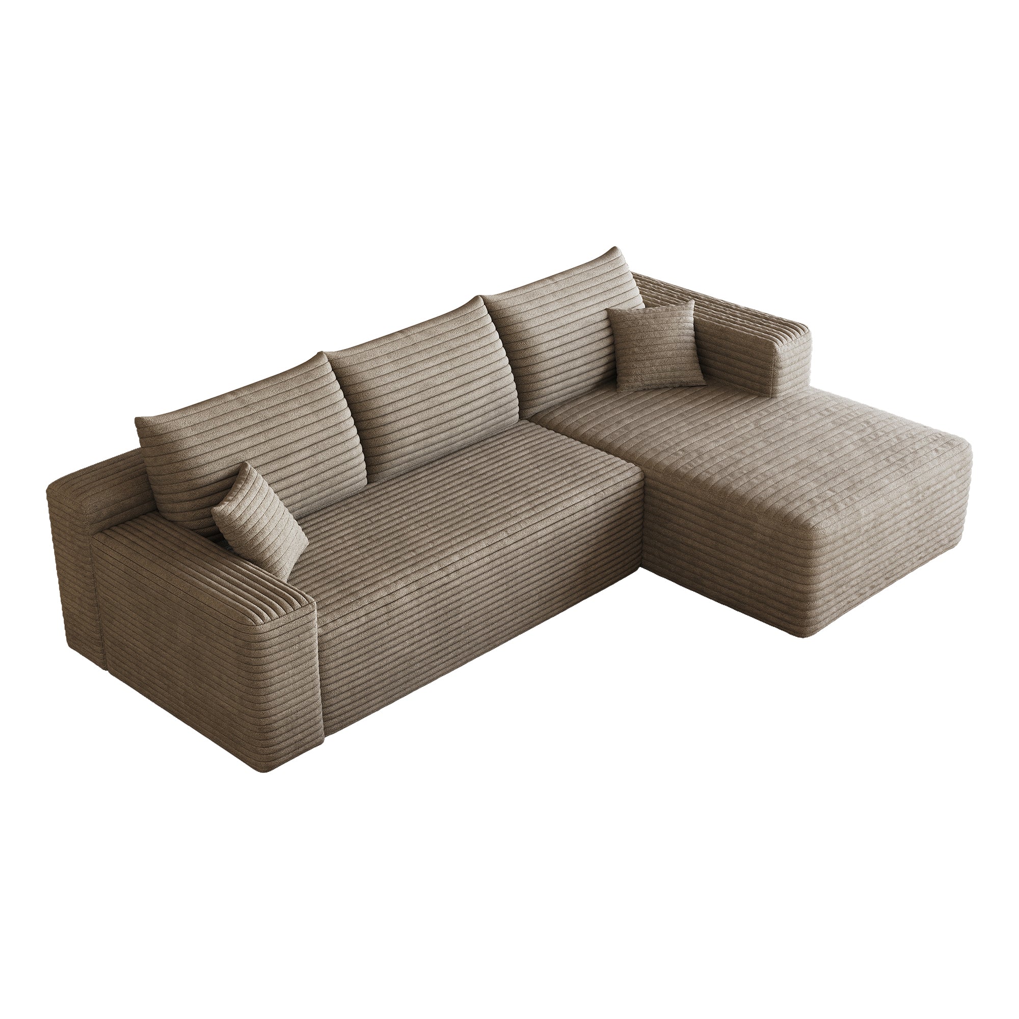 95' Cloud Sectional Sofa,Modern Minimalist Upholstered Couches, Comfort U Shaped Sofa for Living Room,Deep Seat Corner Couch,No Assembly Required,Camel( (Plush Corduroy Fabric) - Grand Goldman Shop