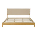 Modern King Bed Frame Set with 2 Nightstands, Beige Wood Platform Bed with Headboard and Matching Bedside Tables for Bedroom - Grand Goldman Shop