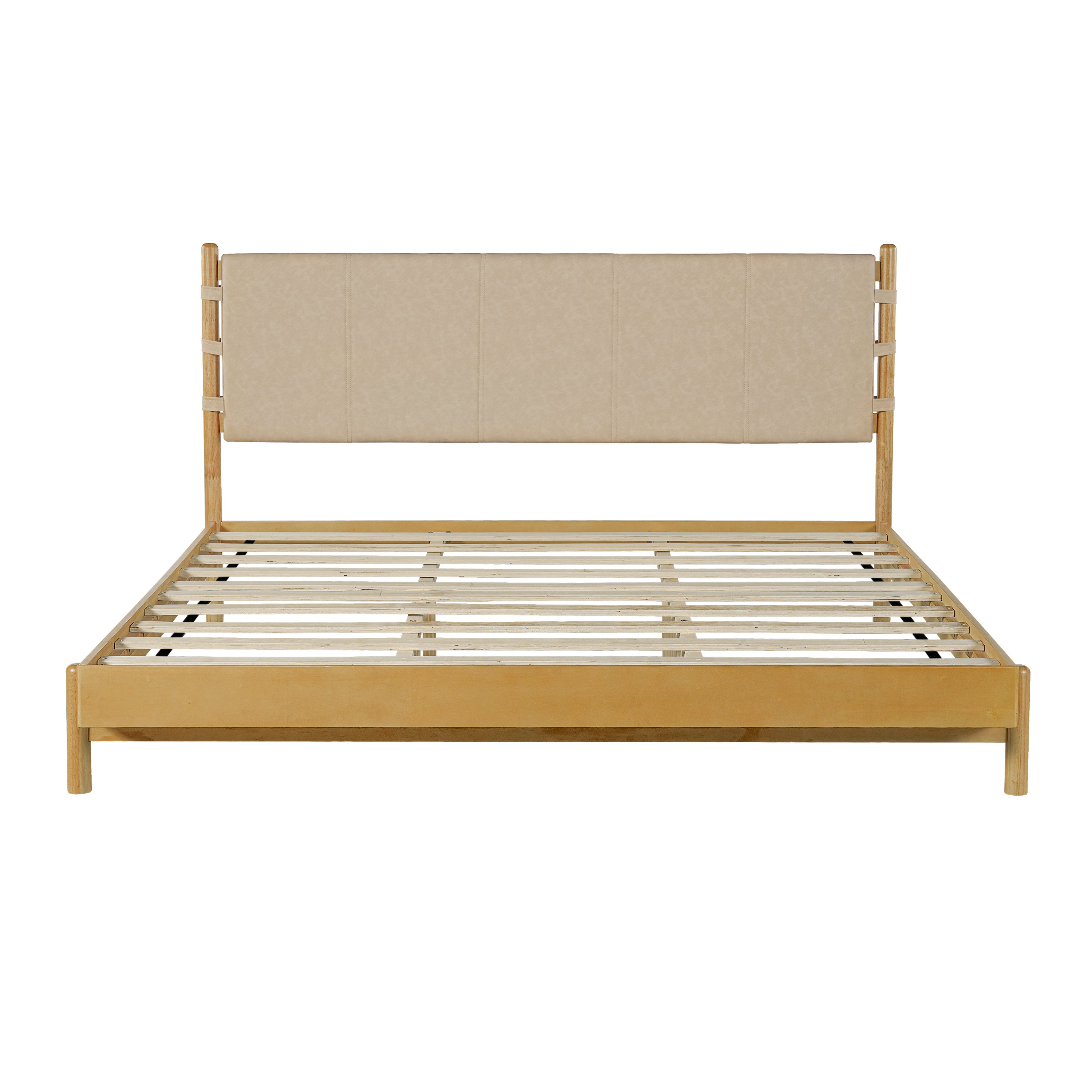 Modern King Bed Frame Set with 2 Nightstands, Beige Wood Platform Bed with Headboard and Matching Bedside Tables for Bedroom - Grand Goldman Shop