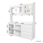 63' W Large Kitchen Hutch Cabinet, Freestanding Pantry Cabinets Storage Kitchen Cupboard with 4 Doors, 4 Drawers & Microwave Shelf, White - Grand Goldman Shop