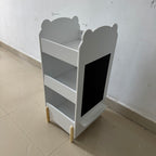 Kids Bookshelf with Chalkboard Side – Bear-Shaped Wooden Bookcase with 3-Tier Storage, Drawing Board for Toddlers, Toy and Bo