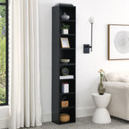 8-Tier Media Tower Rack, CD DVD Slim Storage Cabinet with Adjustable Shelves, Tall Narrow Bookcase Display Bookshelf for Home Office,Multi-functional double-decker bookcase - Grand Goldman Shop