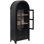 K&K 71' Tall Arched Kitchen Pantry Cabinet with 2 Large Drawers, Modern Farmhouse Kitchen Storage Cabinets with Adjustable Shelves, Glass Door, Wood Versatile Cupboard for Kitchens, Dining Room, Black - Grand Goldman Shop
