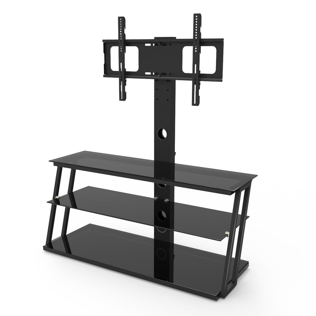 Multi-Function Adjustable TV Stand Black Tempered Glass - Grand Goldman Shop