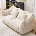 Comfortable Dual Beanbag Chair with High Resilience Foam Core for Two People in Beige Chenille - Grand Goldman Shop