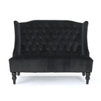 Nurturing Upholstered Loveseat with Wing Back and Diamond Tufting, Black - Grand Goldman Shop