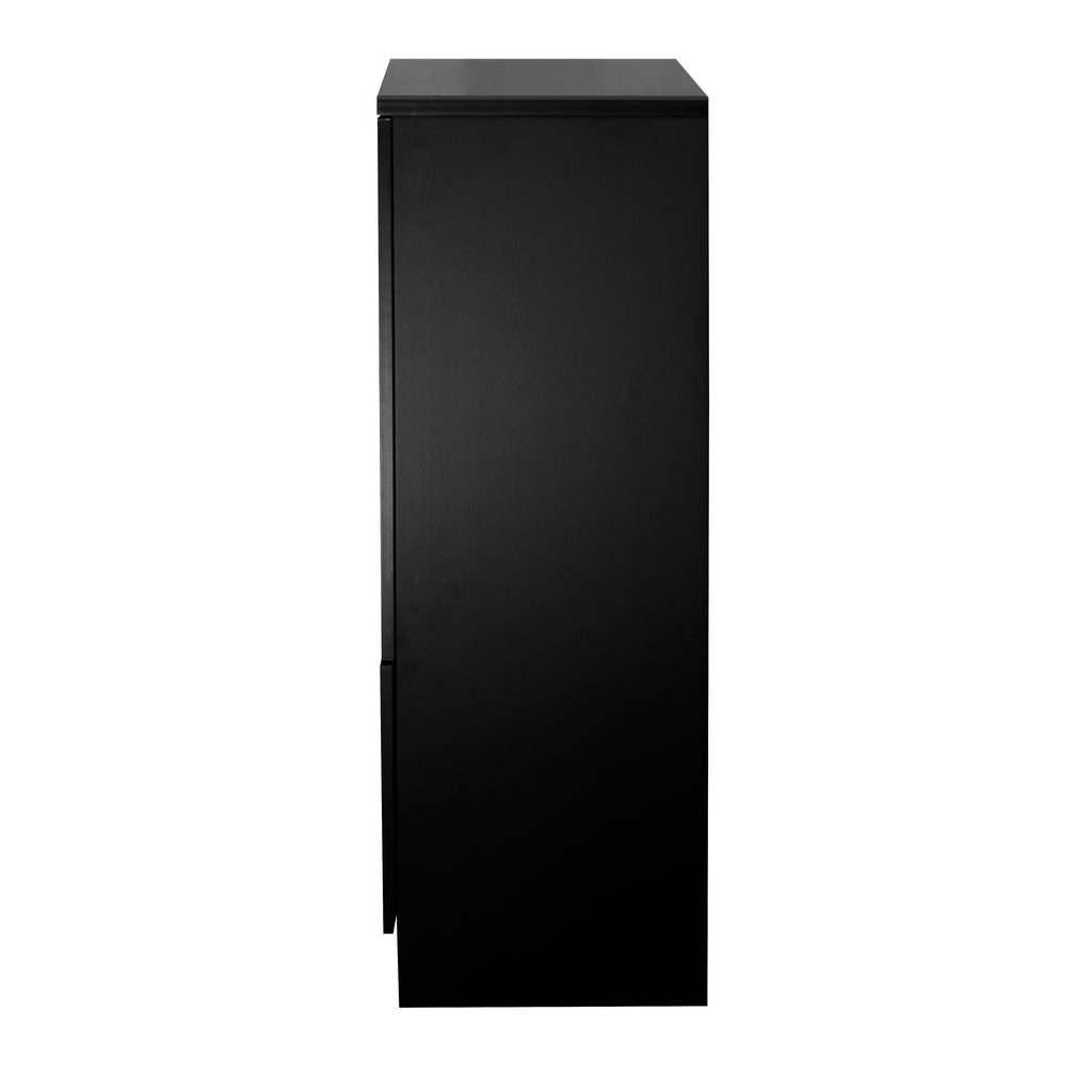 Modern MDF Painted Cabinet with Glass Doors and Drawer, Black, Bedroom or Living Room Storage - Grand Goldman Shop