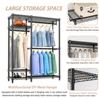 Heavy Duty Freestanding Clothes Rack, with 6 Adjustable Wire Shelves and 3 Garment Rails,Black Metal - Grand Goldman Shop