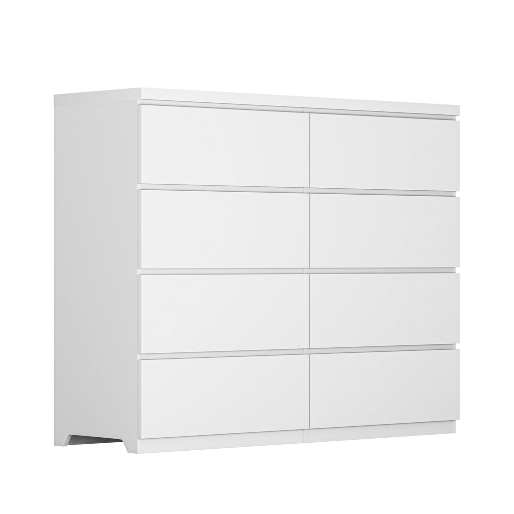 8 Drawers Dresser for Bedroom, Wood Bedroom Dresser Modern Drawer Chest, 8 Chest of Drawer, Tall Dresser for Closet, Dressers Organizer for Living Room, Closet, White - Grand Goldman Shop