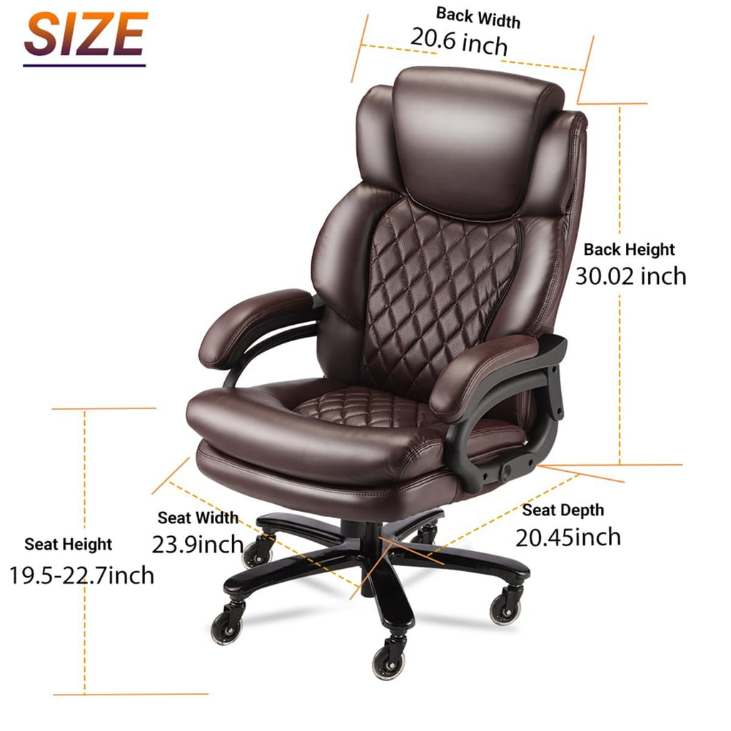 500lbs Big and Tall Office Chair for Heavy People Executive Office Chair with Wide Spring Seat Computer Desk Chair 360 Swivel