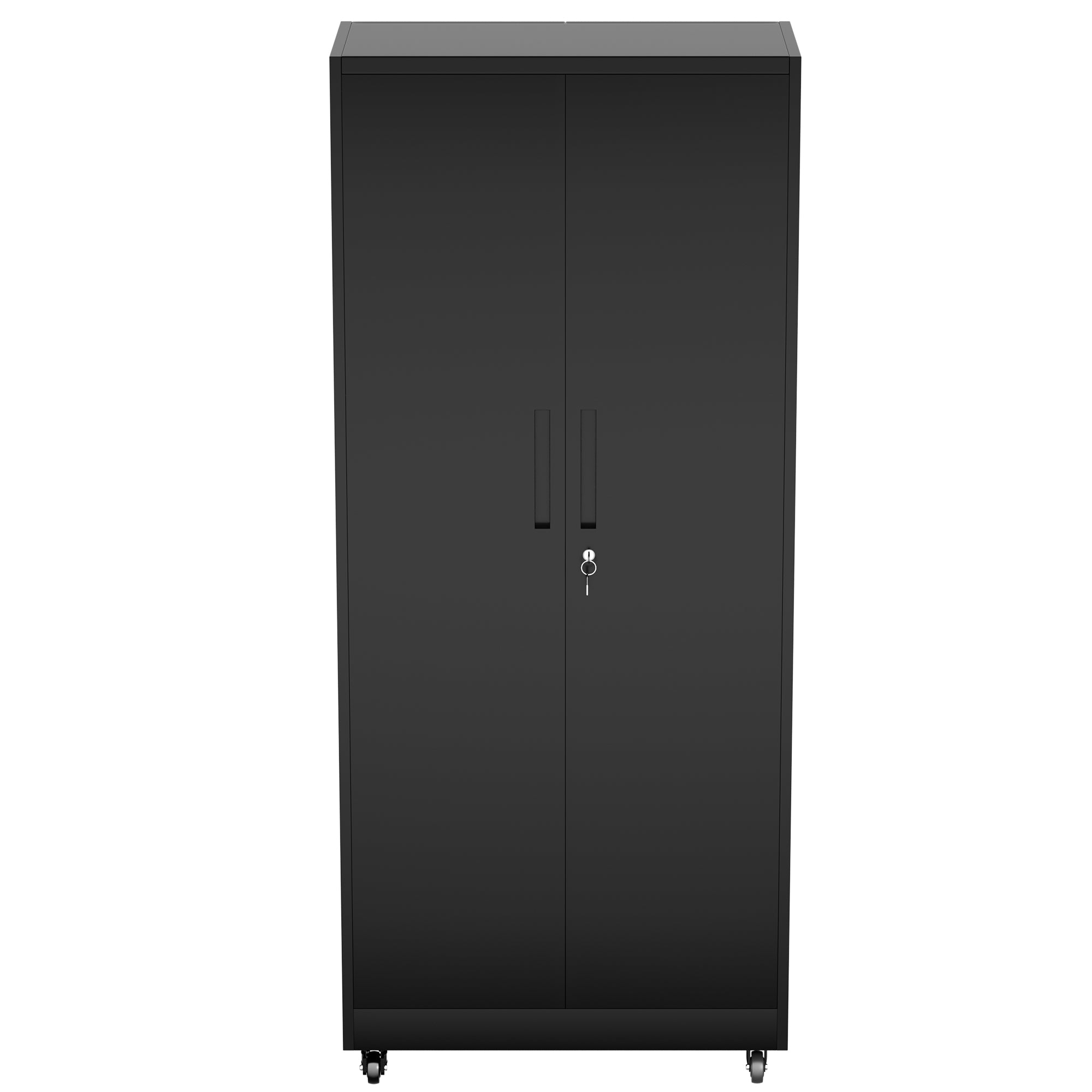 71'H Metal Garage Storage Cabinet with Wheels and Lock, Heavy Duty Rolling Metal Cabinet, 4 Adjustable Shelves (180lb Each), 