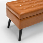 Storage Bench with Storage Bench for Bedroom End of Bed Bench Foot of Bed Bench Entryway Bench Storage Ottoman Bench 43.3' W x 17.7' Brown Leather Bench - Grand Goldman Shop