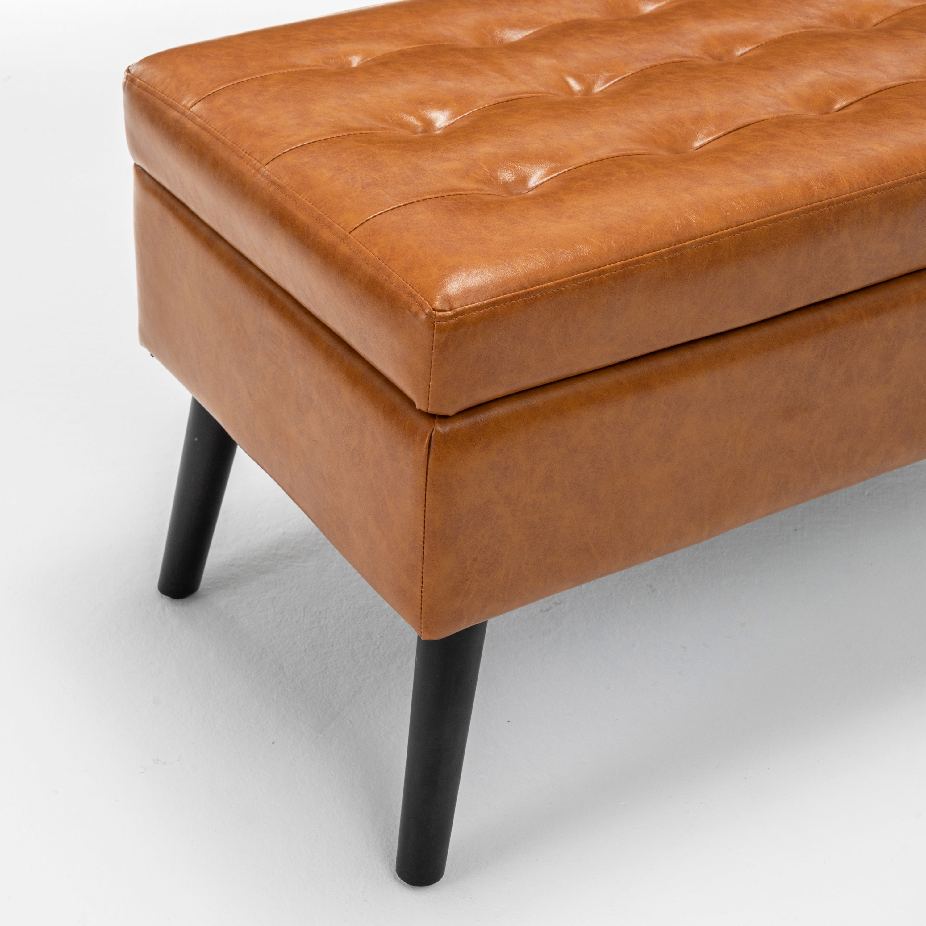 Storage Bench with Storage Bench for Bedroom End of Bed Bench Foot of Bed Bench Entryway Bench Storage Ottoman Bench 43.3' W x 17.7' Brown Leather Bench - Grand Goldman Shop
