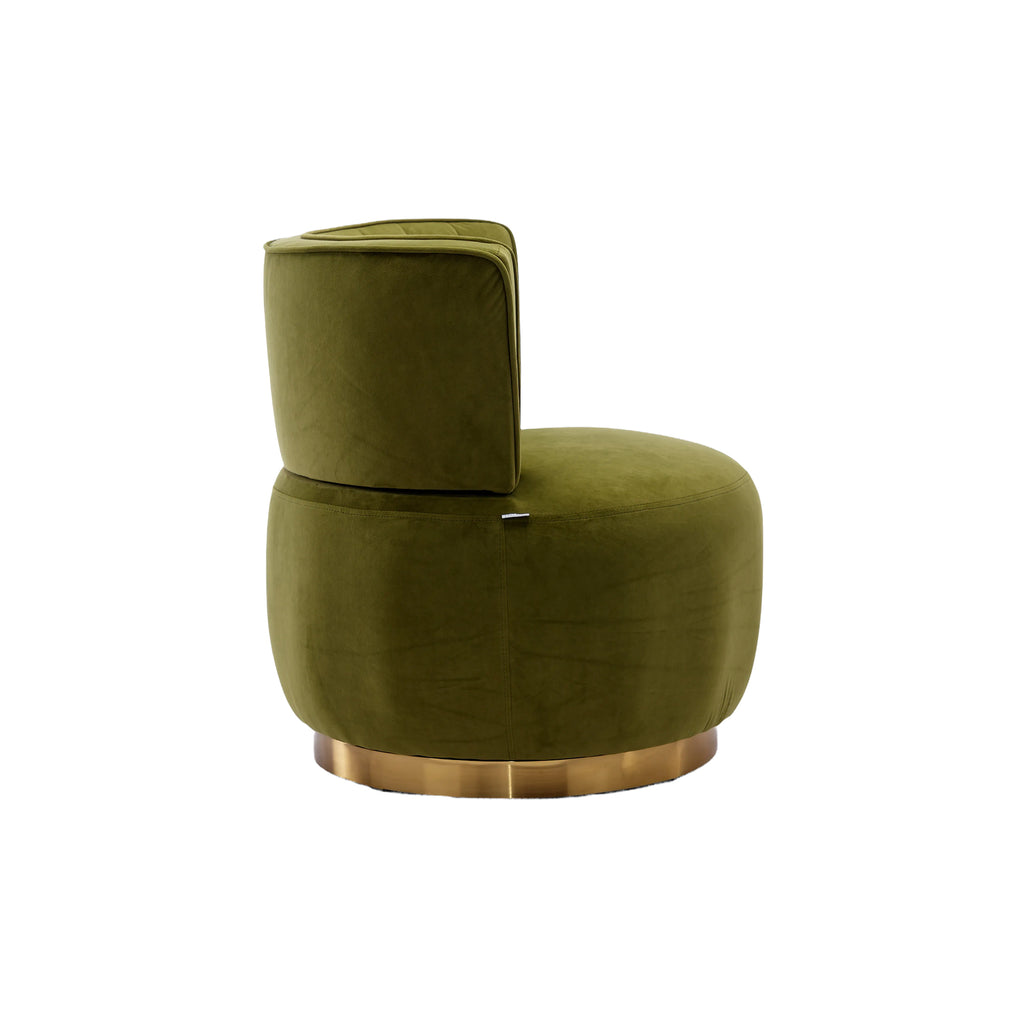 Swivel Barrel Chair, Round Armchairs with Wide Upholstered, Fluffy Velvet Fabric, Olive, 25.20'' x 25.59'' x 26.38'' - Grand Goldman Shop