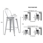 Modern Light Weight Industrial Contemporary Rustic Vintage Costal Metal Barstools with Bucket Back and 4 Leg Design, Seat Bar