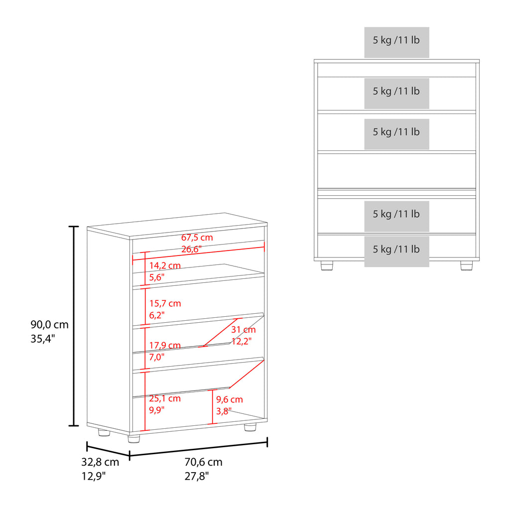FM FURNITURE North Fork Shoe Rack, Pneumatic Lift-Up Compartment, Dual Doors, White and Natural Oak - Grand Goldman Shop