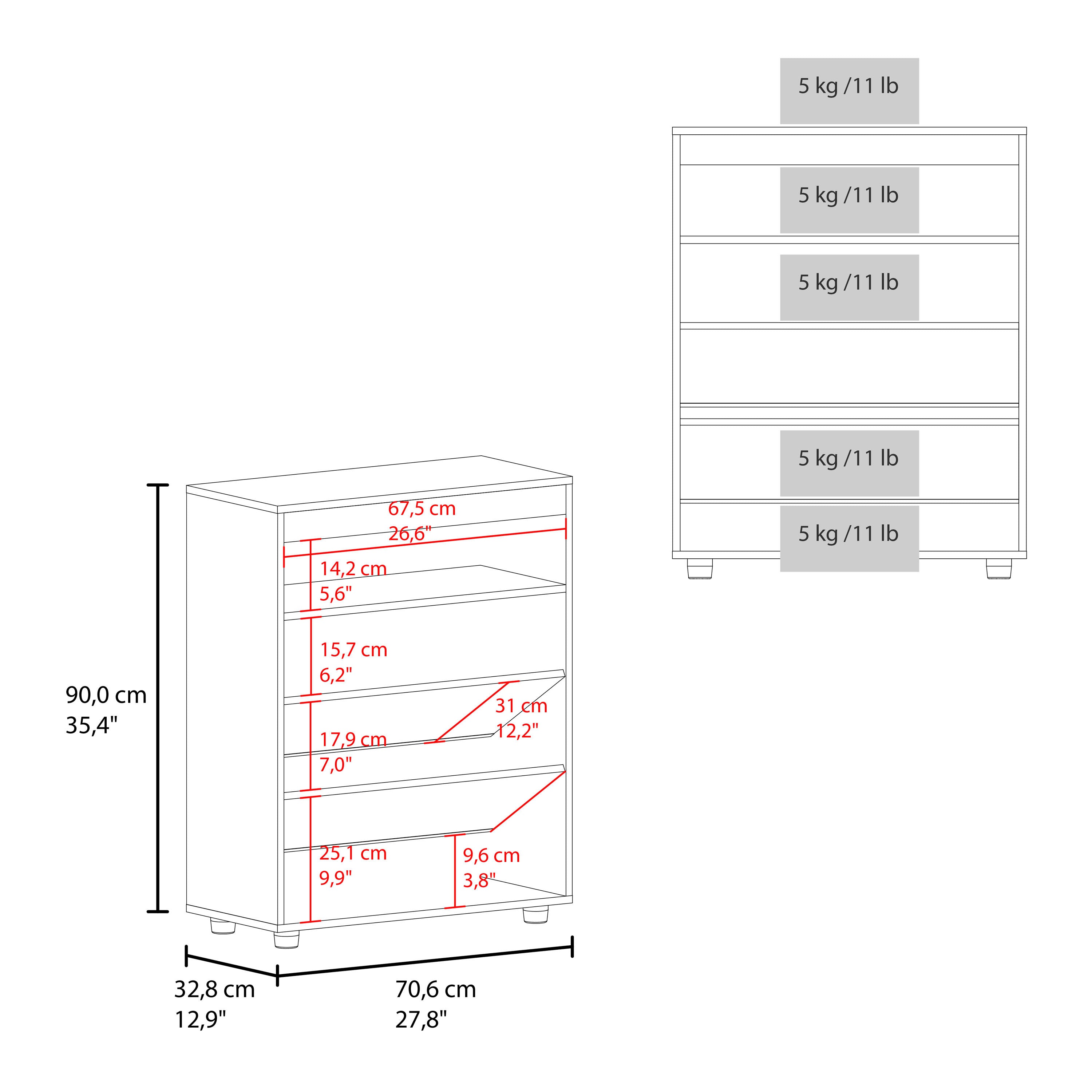FM FURNITURE North Fork Shoe Rack, Pneumatic Lift-Up Compartment, Dual Doors, White and Natural Oak - Grand Goldman Shop