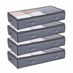 Under Bed Storage 90L Stackable Shoes Organization Box with Clear Lid 2 Pack - Grand Goldman Shop