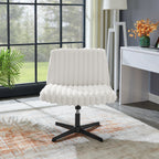 Blynn Adjustable Swivel Criss Cross Chair, Wide Seat Office Chair Vanity Chair, Cream White - Grand Goldman