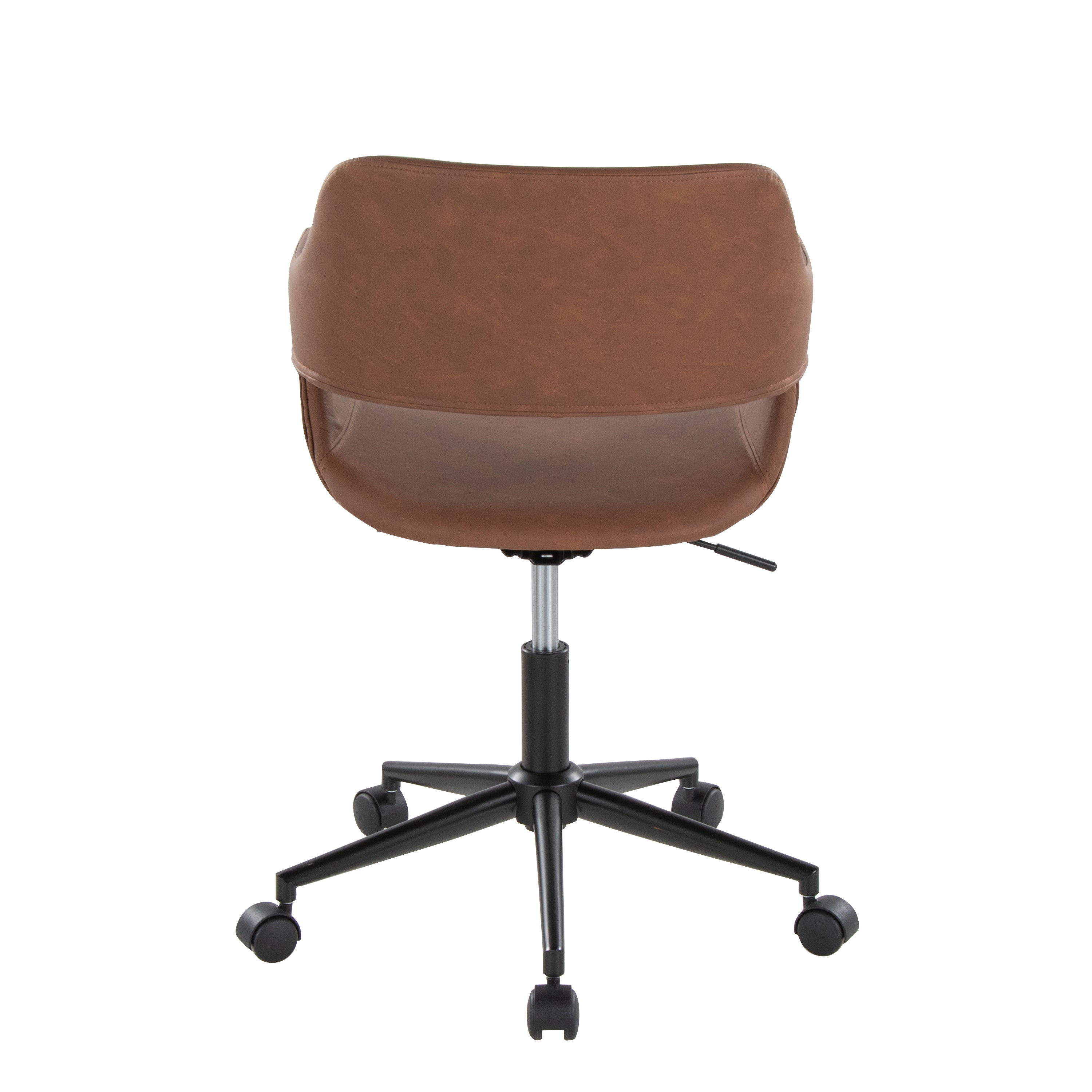 Contemporary Task Chair in Black Metal and Brown Faux Leather - Grand Goldman