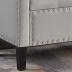 Upholstered Tufted Button Storage Bench with nails trim,Entryway Living Room Soft Padded Seat with Armrest,Bed Bench-Gray - Grand Goldman Shop