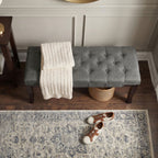 Linon Tufted Bench, Fabric, Gray - Grand Goldman Shop