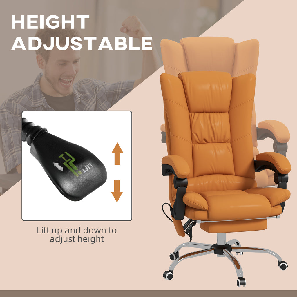 Vinsetto Executive Massage Office Chair with 4 Vibration and Heat, 3 Modes, PU Leather Swivel Chair with Adjustable Height, R