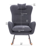 Teddy Upholstered Nursery Rocking Chair for Living Room Bedroom(DARK GREY Teddy) - Grand Goldman Shop